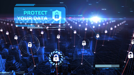 Fototapeta na wymiar Cyber security data protection business technology privacy concept. Protect your data