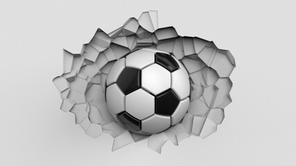 Obraz premium Soccer ball with Particles under Black Background. 3D sketch design and illustration. 3D CG. 3D high quality rendering. 
