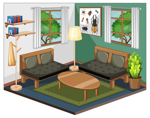 Living room interior with furniture