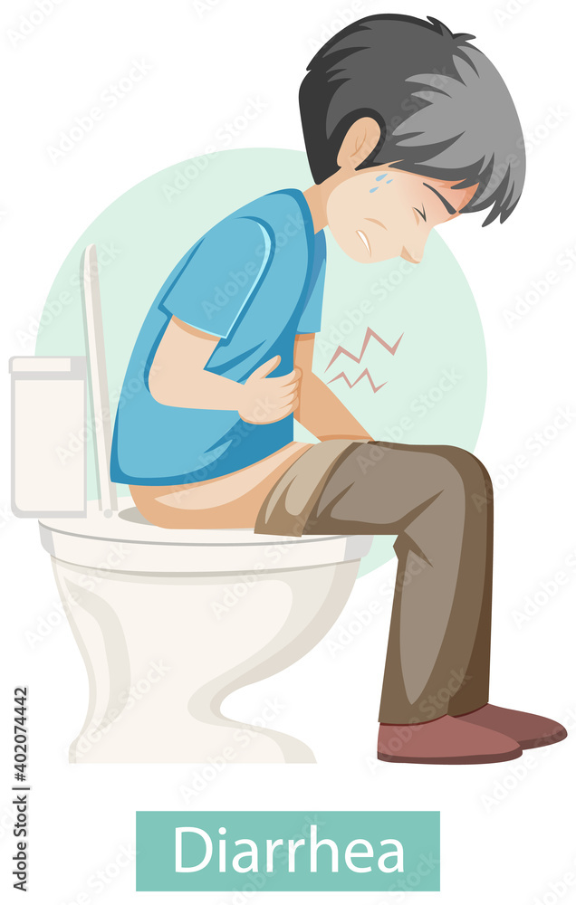 Wall mural Cartoon character with diarrhea symptoms