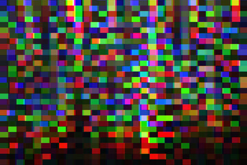 Bright background of multicolored blurred rectangular pixels. Glitch effect. Geometric background.