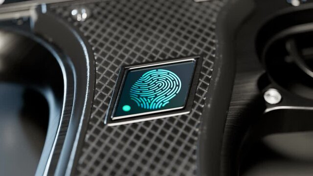 Handgun triggered with a fingerprint. Hi-tech smart gun lock. Fingerprint sensor