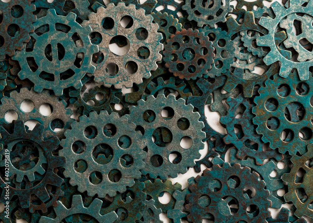 Wall mural teal gears