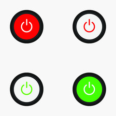 On Off Push style power buttons, The Off buttons are enclosed in red icon