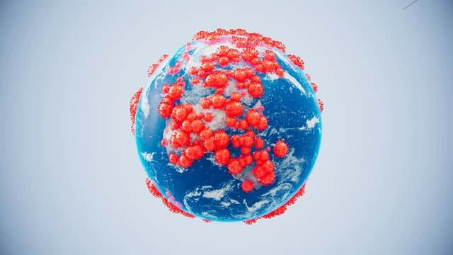 Covid allover the globe. Syringe injects cure. Coronavirus vaccine. Inoculation.