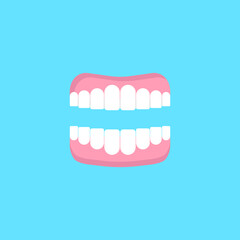 Denture icon. Gums with teeth or denture. Vector illustration.