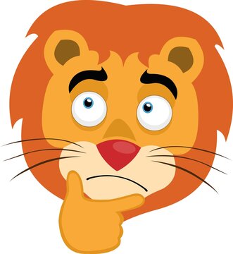 recommend clip art: Vector illustration of emoticon of the face of a thinking lion