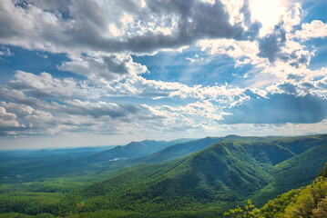 A dramatic sky from the top of Caesar's Head mountain in South Carolina, USA.