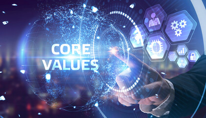 Business, Technology, Internet and network concept. Core values responsibility ethics goals company concept