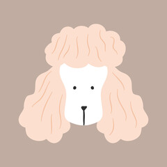 Hand drawn cute Pink poodle puppy dog haircut styles head Icon elements illustration