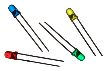 LEDs. Light-emitting diode. Close-up, on an isolated background.
