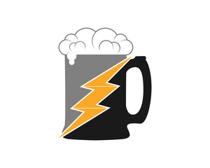 Beer glass with energy symbol inside