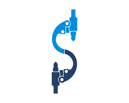 S letter with microscope logo
