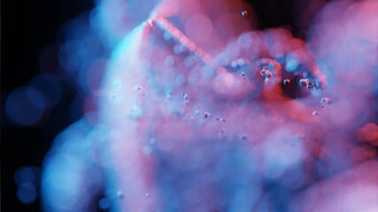 a blue and pink background with a bokeh effect and particles - Powered by Adobe