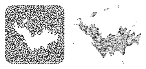 Map of Saint Barthelemy collage formed with spheric points and cut out shape. Vector map of Saint Barthelemy collage of spheric dots in different sizes and gray shades.