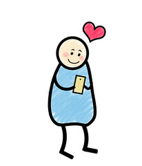 Stick man Love Mobile Phone