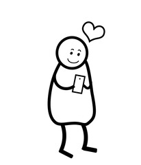 Stick man Love Mobile Phone