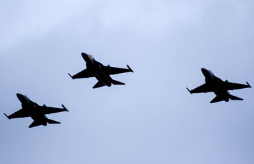 Jet fighter in flight