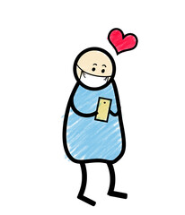 Stick man Love Mobile Phone