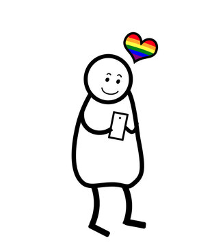 Stick Man Love Gay Rainbow Mobile Phone