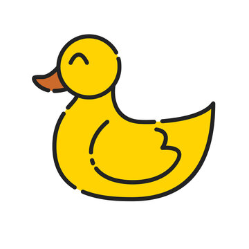 Baby Rubber Duck, Icon Design. Vector, Clip Art, Illustration, Color Icon design ,Lineal Icon Color.