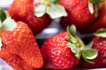 morangos vermelhos. Foto macro de fruta.