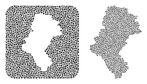 Map of Silesia Province mosaic created with round dots and subtracted shape. Vector map of Silesia Province mosaic of round dots in variable sizes and gray color tints. Designed for abstract agitprop.