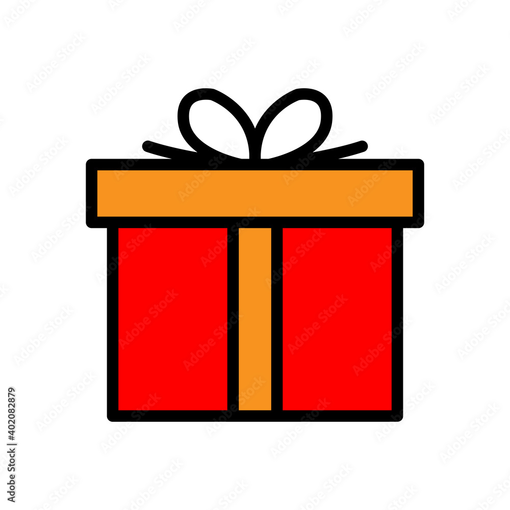 Poster gift box lineal color icon. surprise icon. simple design editable. design template vector