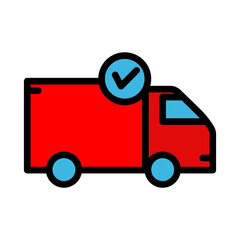 Delivery on time lineal color icon. truck icon with checklist. simple design editable. Design template vector