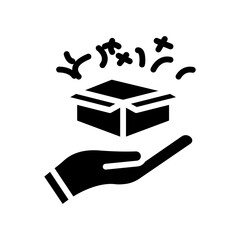 Surprise icon. hand icon with open gift box. simple design editable. Design template vector