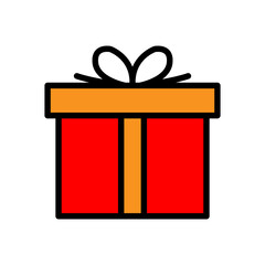 Gift box lineal color icon. surprise icon. simple design editable. Design template vector
