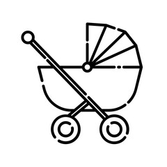 Baby stroller, Icon design, Vector, Clip art, Illustration, Line icon design Style.