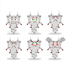 White plug cartoon character with various angry expressions