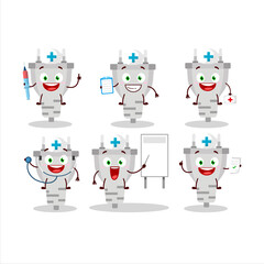 Doctor profession emoticon with white plug cartoon character