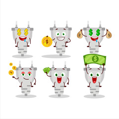 White plug cartoon character with cute emoticon bring money