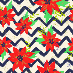 Christmas pattern vector, straight pattern cute seamless pattern with Christmas decoration with spruce leaf pattern and happy holiday floral pattern