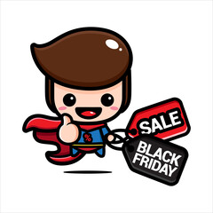 black friday celebration cute character vector design