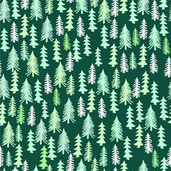 christmas pattern vector straight pattern cute seamless pattern with Christmas decoration on green background, fir tree icon, happy holiday