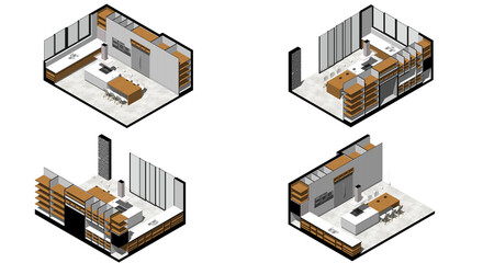 Isometric Architectural Projection - CLB 12 Interior Isometrics Kitchen