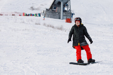 Woman snowboarded