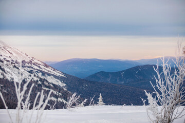Winter mountain natural landscape.