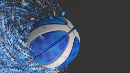 Basketball and Particles. 3D illustration. 3D high quality rendering. 3D CG.	