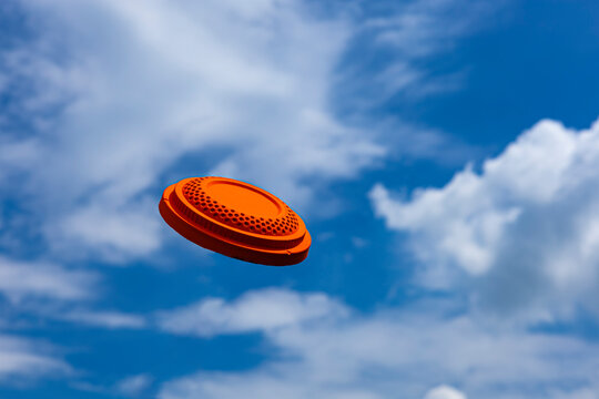 Clay disc target shooting on the blue sky , Clay pigeon targets