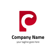 red PC letter logo for your company branding icon