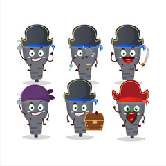 Cartoon character of black plug with various pirates emoticons