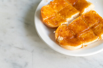 Custard  with bread toasted