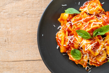 Italian tortellini pasta with tomato sauce