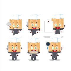 Cartoon character of paint brushes with various chef emoticons