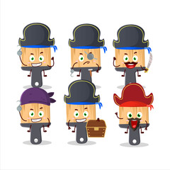 Cartoon character of paint brushes with various pirates emoticons