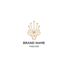 Deer dandelion logo design template - vector